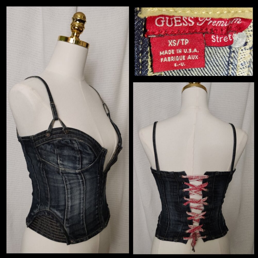 Guess Premium | Denim corset bustier top | Size XS